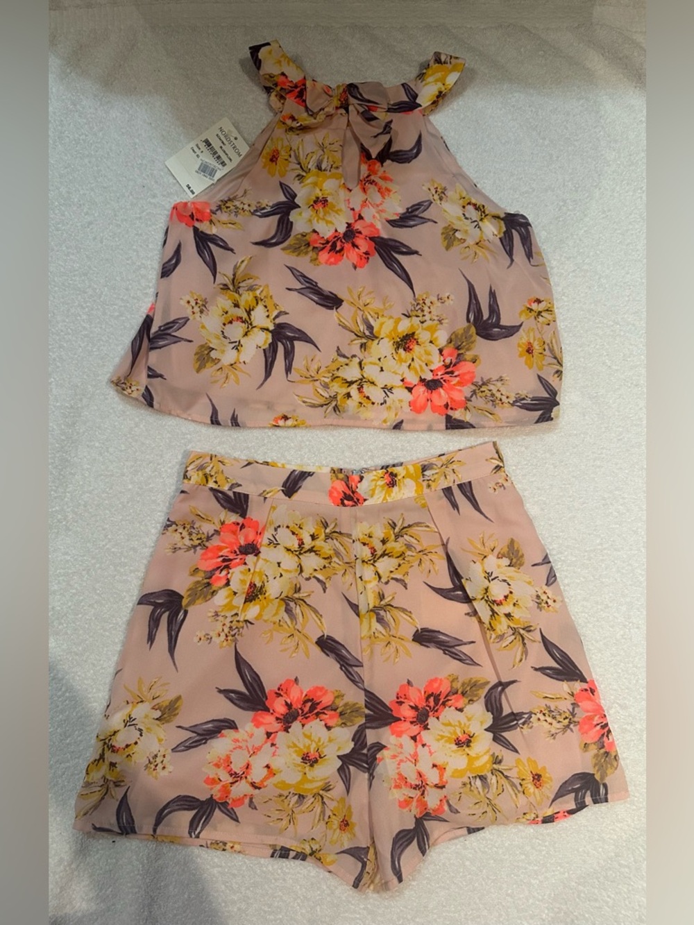 Brand New Zunie Blush Floral Matching Set Top & Shorts Set SIZE 8 Pink